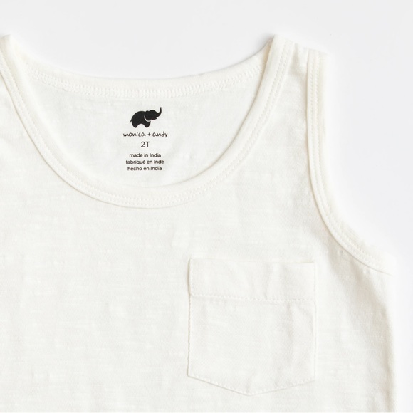 🆕 EUC Monica + Andy unisex solid white tank top with pocket 5T - Picture 6 of 8